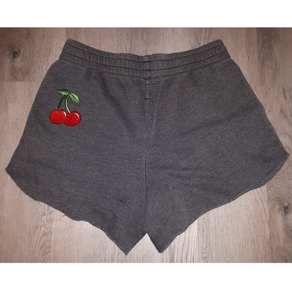 aerie Pants - Aerie Dark Grey Sweat Shorts Size Medium Red Cherry Fruit Embroidered Patch
